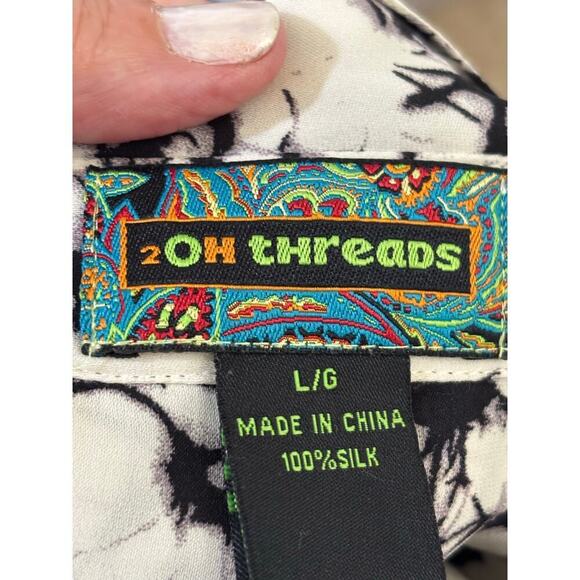 2OH Old Hippies black/cream silk buttondown top, artistic, edgy, minimalist - Picture 5 of 5